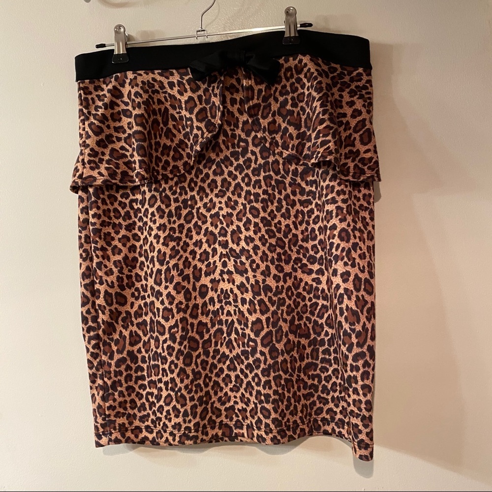 Celine by Champion Animal Print Bow Ruffle Skirt